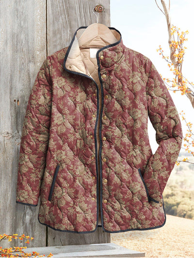 Women's Vintage Baroque Floral Quilted Jacket