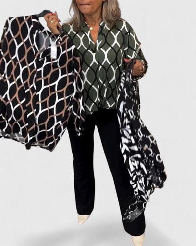 AUTUMN – GEOMETRIC PRINT BLOUSE