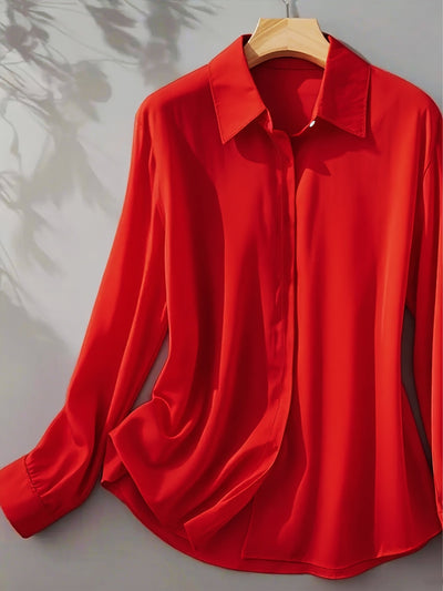 Elenochka - Stylish Long Sleeve Shirt with Button Placket