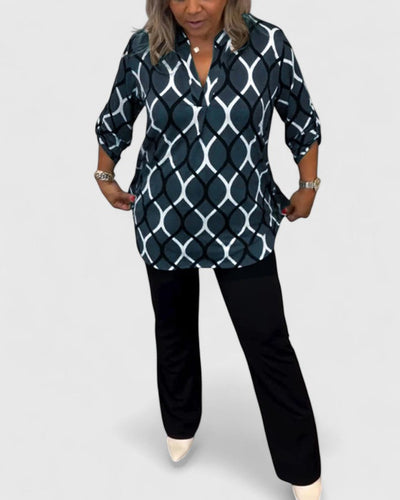 AUTUMN – GEOMETRIC PRINT BLOUSE