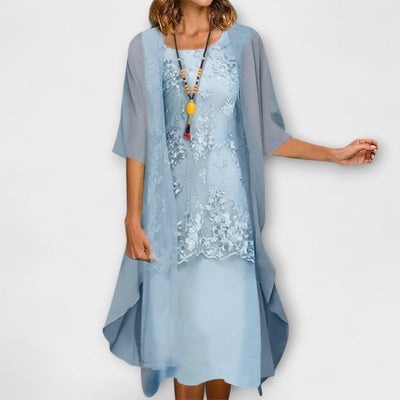 Janelle | Elegant Chiffon Set with Tummy Coverage