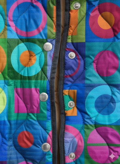 Women's Retro Geometric Color Block Quilted Jacket