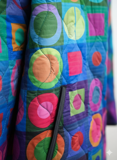 Women's Retro Geometric Color Block Quilted Jacket