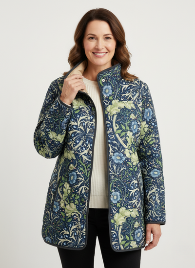 Women's Vintage Botanical Print Quilted Jacket