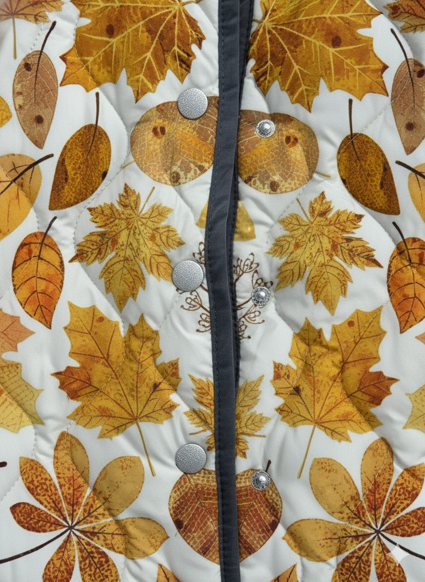 Women's Vintage Autumn Leaf Print Quilted Jacket