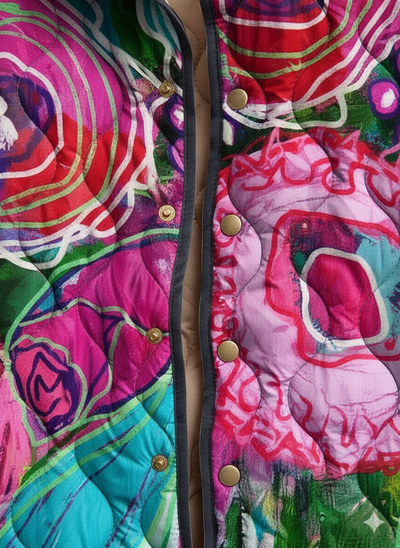 Women's Abstract Floral Art Quilted Jacket