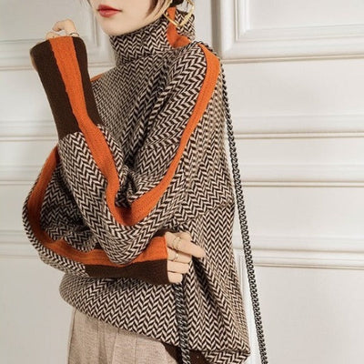 Isabella | Herringbone Luxe Turtleneck