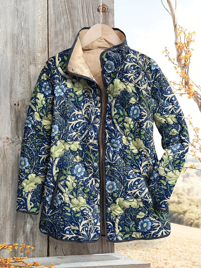 Women's Vintage Botanical Print Quilted Jacket