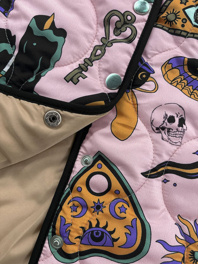 Women's Mystic Symbols Print Quilted Jacket