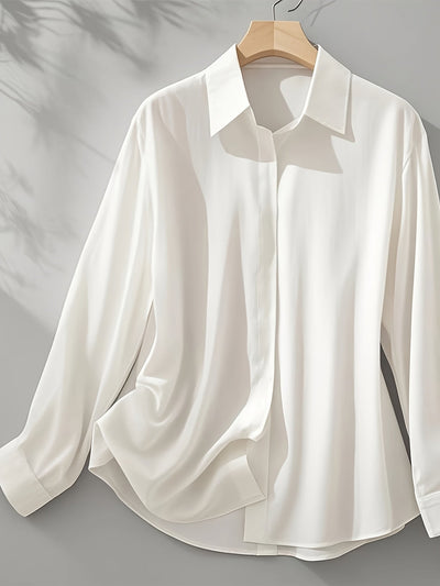 Elenochka - Stylish Long Sleeve Shirt with Button Placket
